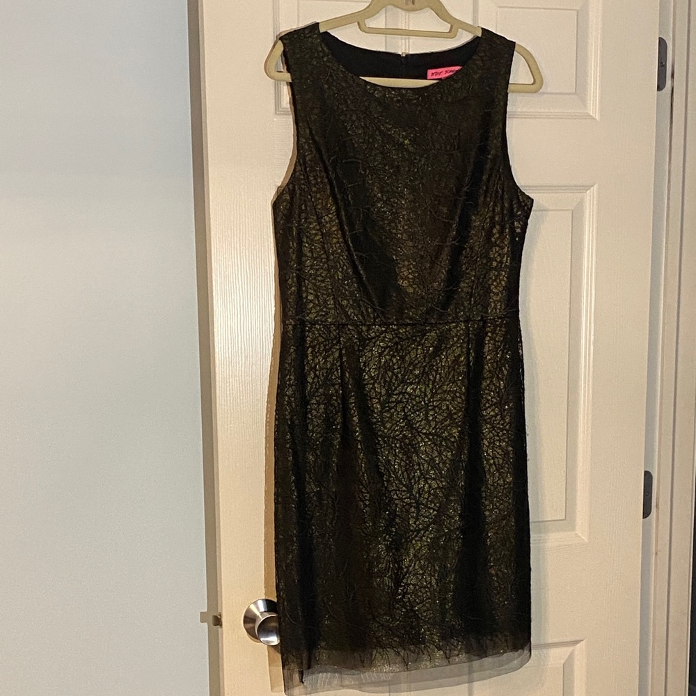 Betsey Johnson Black and Gold Midi Dress